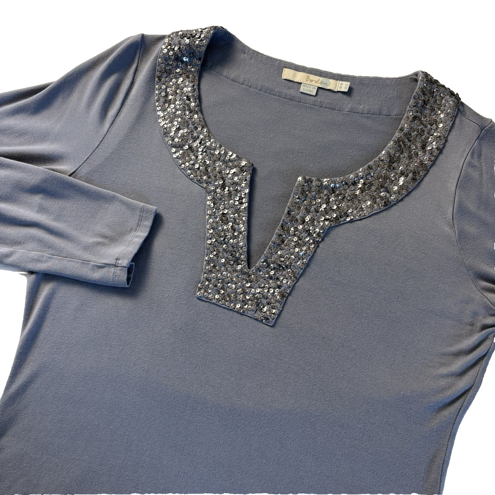 Boden Women’s Long Sleeve Periwinkle Sparkle Notch Neckline Women's US 6